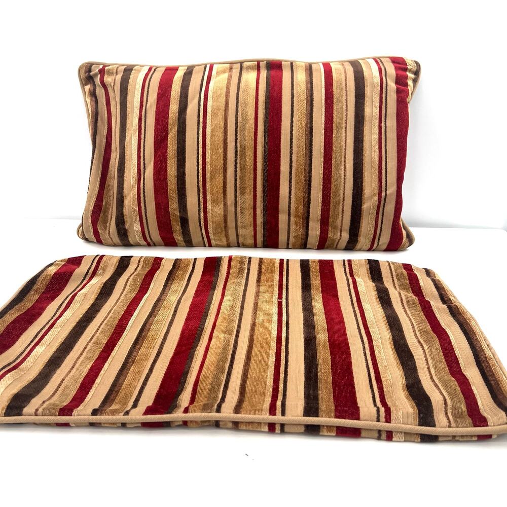 Restoration Hardware velvet stripes throw pillows. Set of 2